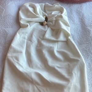 Zara Cream Mini Dress with Gold Accent